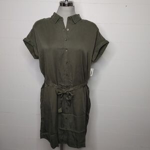 LYOCELL khaki belted shirt dress size M